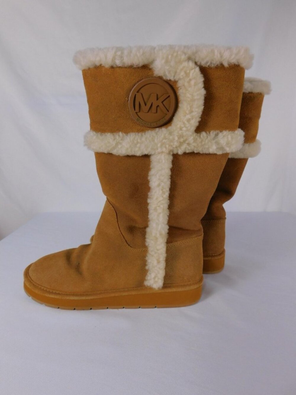 Michael Kors Boots Womens Size 7 Brown Suede Shearling Lined Mid-Calf Logo - Picture 3 of 8
